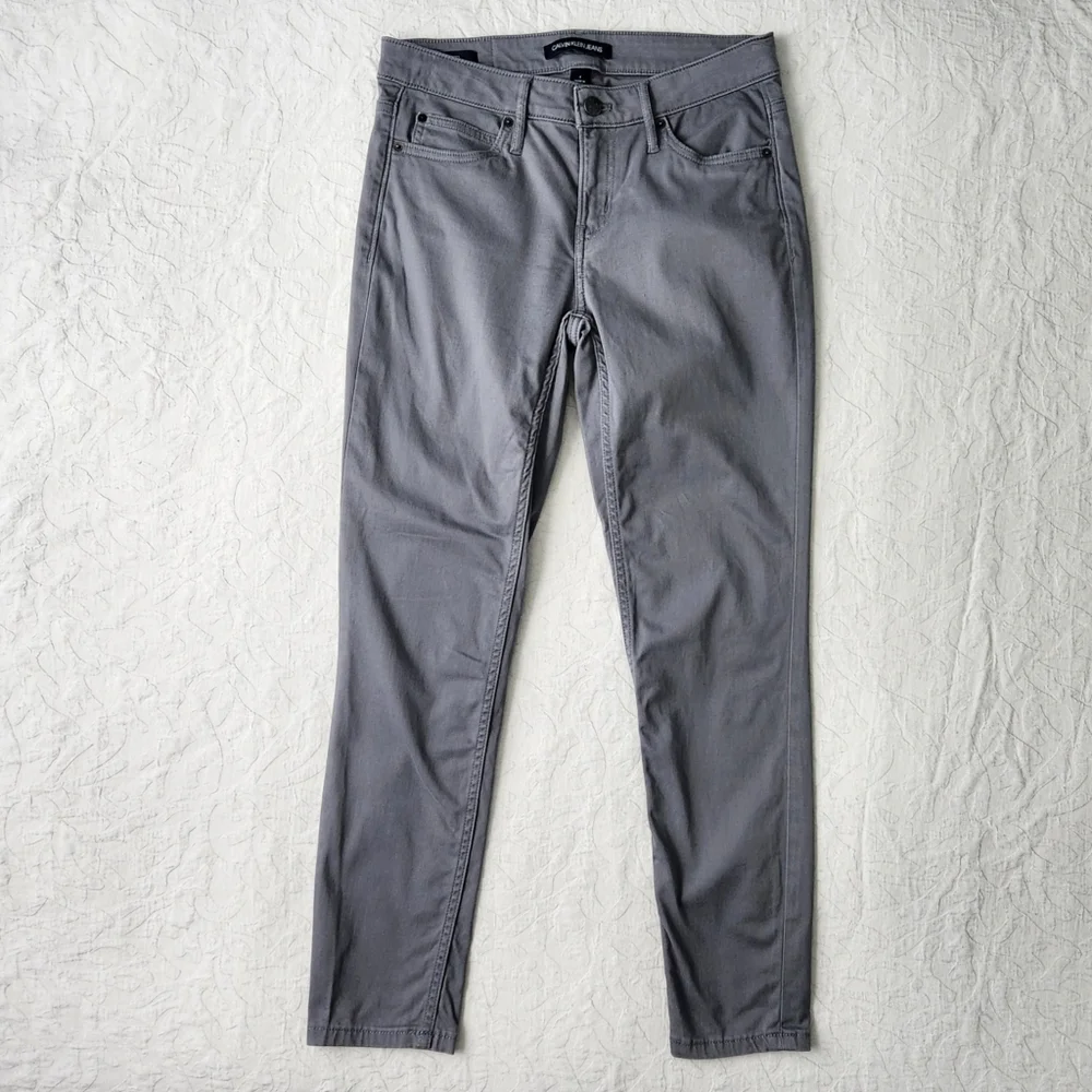 Calvin Klein Jeans Gray Ankle Skinny Lightweight Pants With Stretch, Size 4